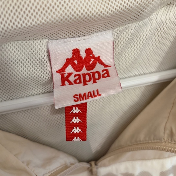 Kappa Pull Over Half Zip 2 Tone Cream & Tan Hooded Jacket - Picture 4 of 11